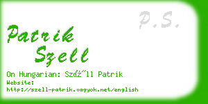 patrik szell business card